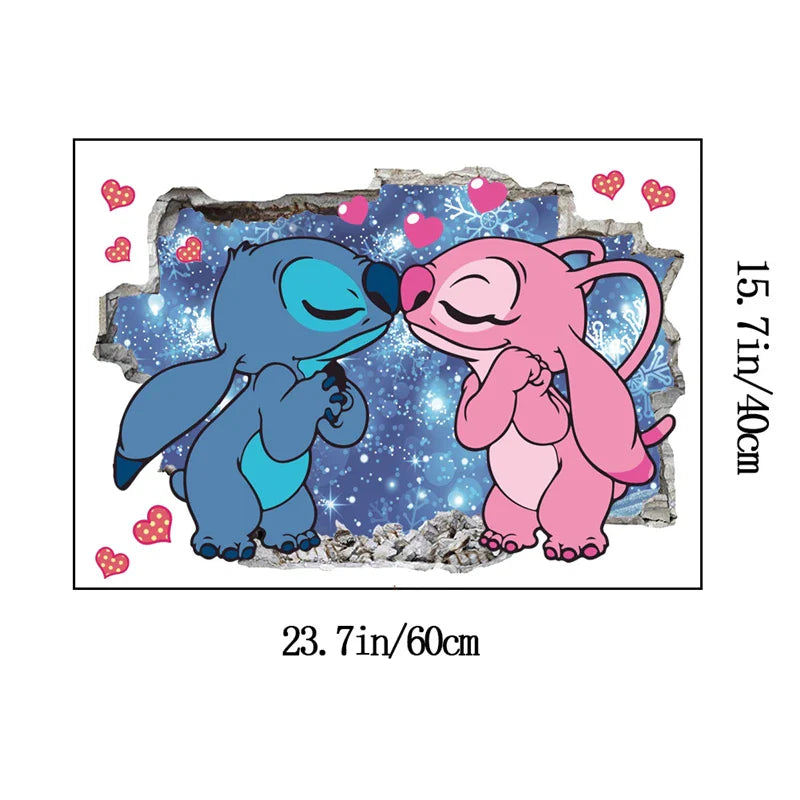Cartoon Lilo & Stitch Movie Wall Stickers For Kid's Room Kindergarten Living Room Wall Decoration Animated Poster  Art Mural