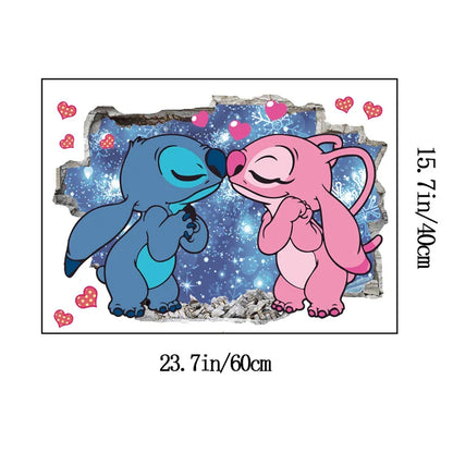 Cartoon Lilo & Stitch Movie Wall Stickers For Kid's Room Kindergarten Living Room Wall Decoration Animated Poster  Art Mural