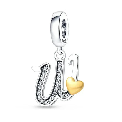 925 Sterling Silver Initial Charm with CZ Sparkle