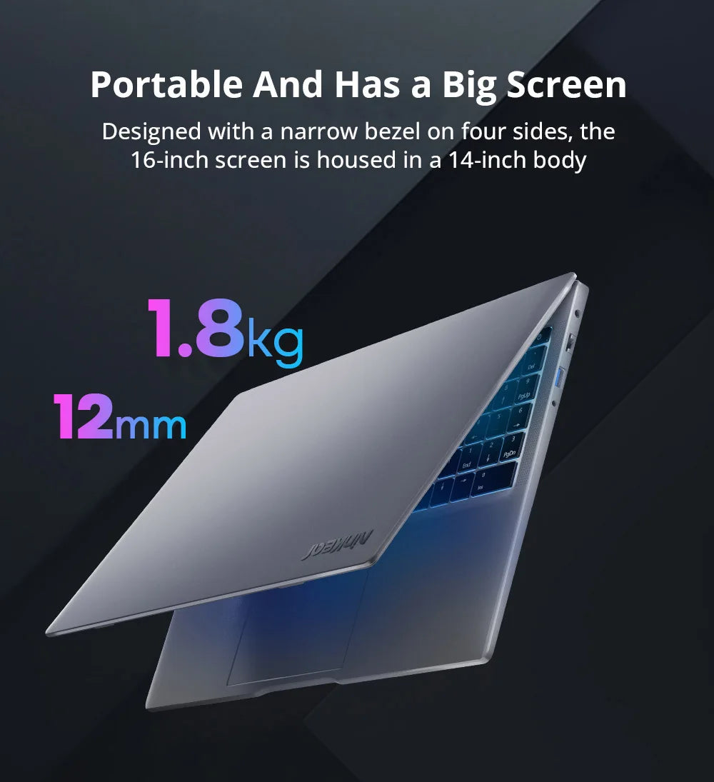 Ninkear N16 Pro Laptop, 16'' 2560*1600 IPS Screen 165Hz Refresh Rate, Intel Core i7-13620H 10 Cores Max 4.9GHz, 32GB RAM 1TB SSD