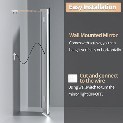 Fissuraminants pour miroir de maquillage LED, miroir de courtoisie avec lumières, miroir de maquillage à intensité variable, affichage numérique Bluetooth intelligent, mémoire de 3 couleurs