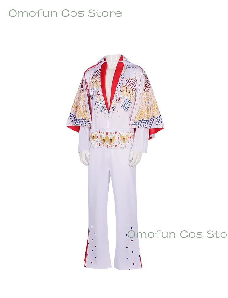 Men Women Elvis Cosplay Costume Wig Rock .Bell-bottoms Flares Dancing Perfermence Uniforms Performance Carnival Party Outfits