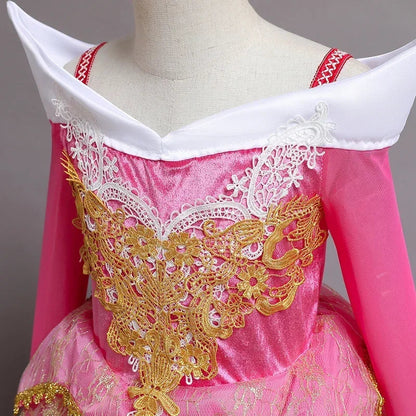 Fantasy Girls Sleeping Beauty Aurora Cosplay Princess Dress Kids Halloween Carnival Birthday Costume Party Clothing 3-10Years