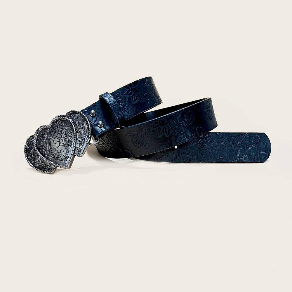 Retro love buckle PU Leather belt For Women fashion leisure suitable for daily commuting Western Cowboy Punk Jeans Waistband