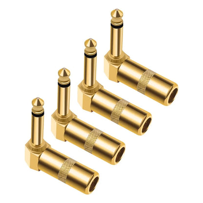 2 pièces 6.35mm fiches connecteurs à souder bricolage tête droite/coude Type de soudure fiches pour la terminaison de câble sonore d'instrument