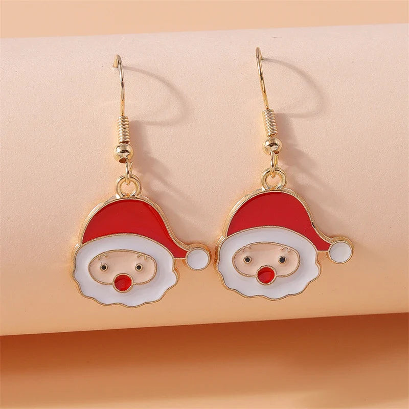 Fashion Merry Christmas Tree Deer Snowflake Santa Claus Drop Earrings for Women Girls New Year Party Festival Jewelry Gifts