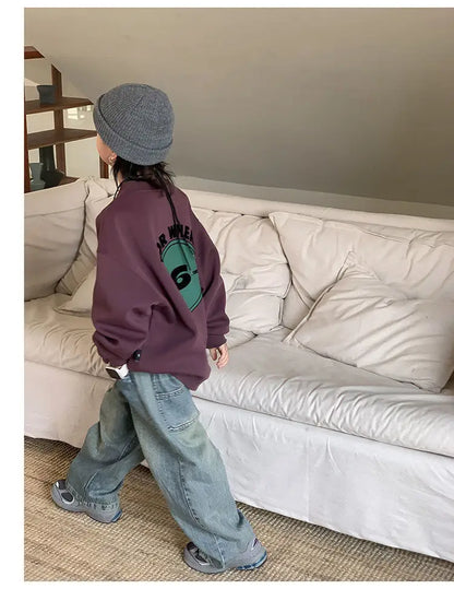 Salopette en jean coréenne pour enfants printemps automne décontractée, pantalon en jean large, jean large pour enfants, pantalon ample streetwear