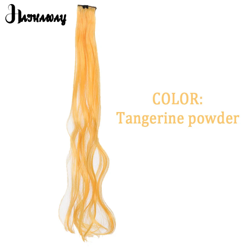 Extensions de cheveux bouclés de 22 pouces, postiche de couleur, mèche de cheveux arc-en-ciel à clipser, mèche de cheveux synthétiques bleus à clipser