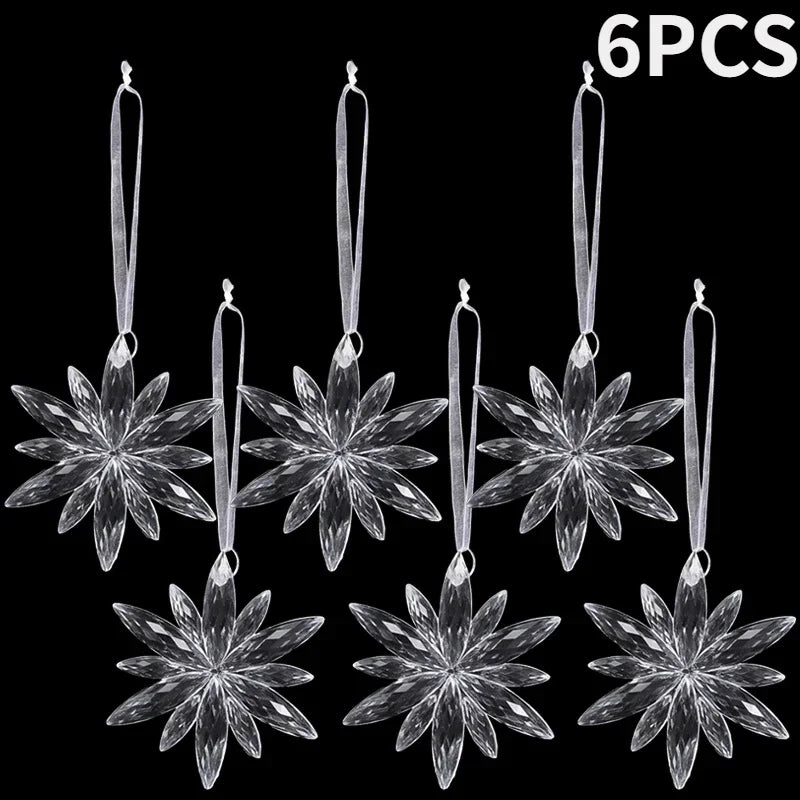 Ornement suspendu de noël en cristal acrylique, 2 à 12 pièces, ange brillant, flocon de neige, pendentif de glaçon pour décorations de fête de noël et du nouvel an