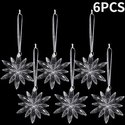 Ornement suspendu de noël en cristal acrylique, 2 à 12 pièces, ange brillant, flocon de neige, pendentif de glaçon pour décorations de fête de noël et du nouvel an