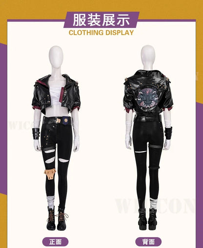 Costume de cosplay LoL Arcane Vi, perruque, uniforme, chaussures, tenues, combinaison d'Halloween et de carnaval pour femmes et hommes, haute qualité