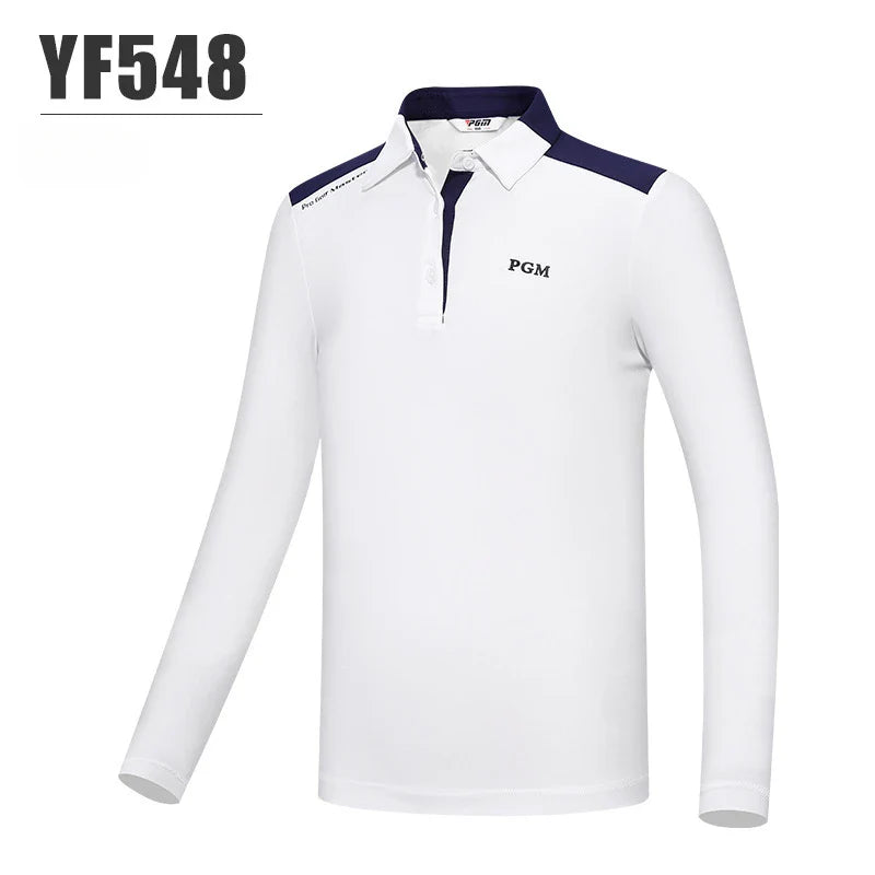 PGM Girls Golf Long Sleeve T Shirts Golf Wear for Kids Comfortable Skin Friendly Sports Fabric Children's Clothing YF548
