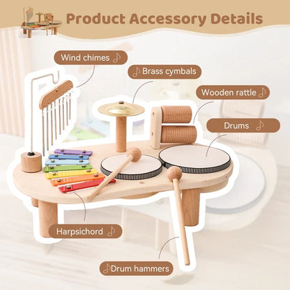 Jouets Éducatifs Bébé en Bois Carillons Éoliens Montessori Jouets Musicaux pour Enfants Xylophone Cadeaux d'Anniversaire Nouveau-né Table Musicale Jouets