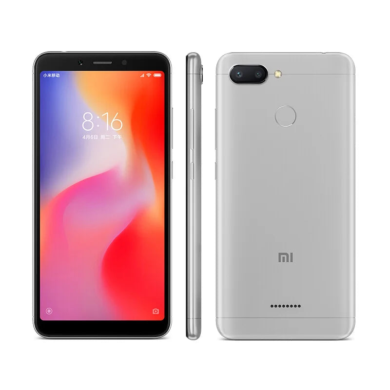 Original Xiaomi Redmi 6 4GB 64GB 13000mAh 6,6 pouces cellulaire googleplay Empreinte digitale Octa-core Rom Global Smartphone 4G