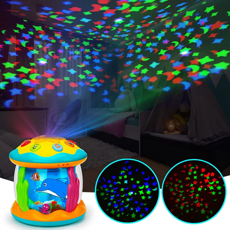 Jouets pour bébés de 1 à 3 ans, Projecteur rotatif Lumière Océan Bébé, Jouets musicaux Montessori Éducatifs sensoriels précoces pour cadeaux de tout-petits