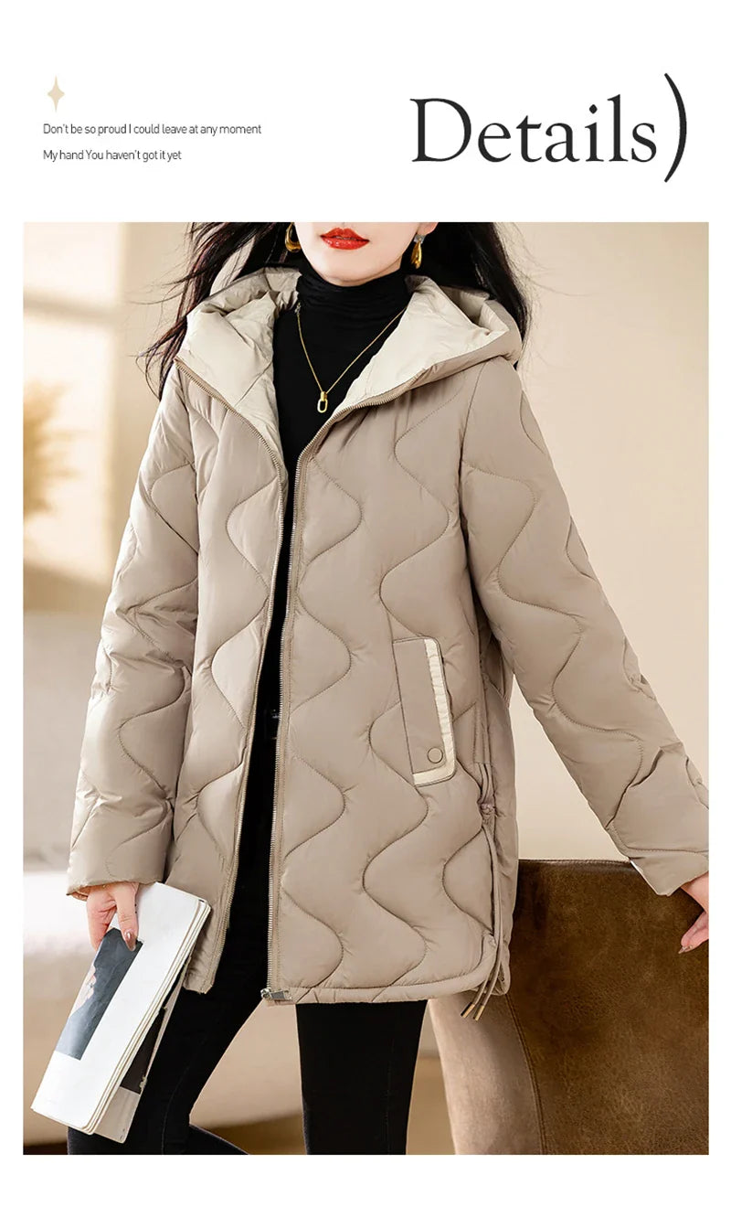 2024 New Winter Jacket Parkas Women Coat Fur Collar Hooded Overcoat Female Jacket Parka Thick Warm Cotton Padded Outwear