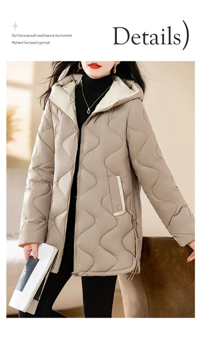 2024 New Winter Jacket Parkas Women Coat Fur Collar Hooded Overcoat Female Jacket Parka Thick Warm Cotton Padded Outwear