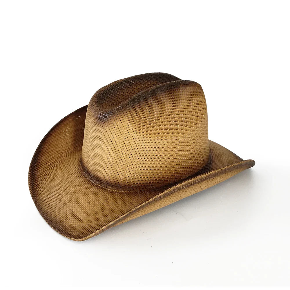 Nouveau chapeau de cowboy dégradé rétro Western pour hommes et femmes, chapeau de cowboy de scène de fête en plein air, chapeau de chevalier, sombrero de cowgirl vaquero