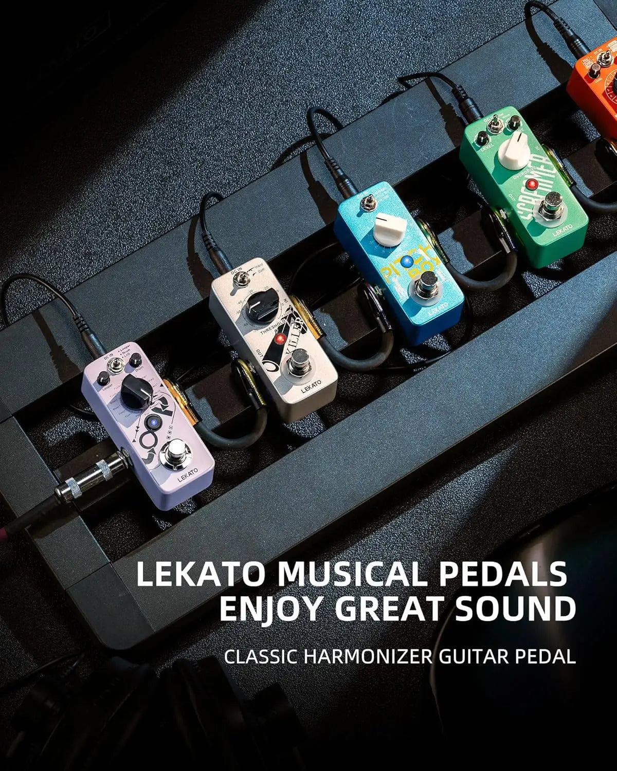 Pédale d'effet guitare mini Lekato - harmoniseur, octaver avec changement de hauteur et réglage de décalage de tonalité, True Bypass Compact Fx