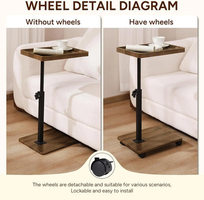 Chariot roulant réglable, Table de chevet, bureau pour ordinateur portable, lit médical pour la maison, plateau alimentaire 360 °   Bureau à domicile de table de plateau de canapé rotatif