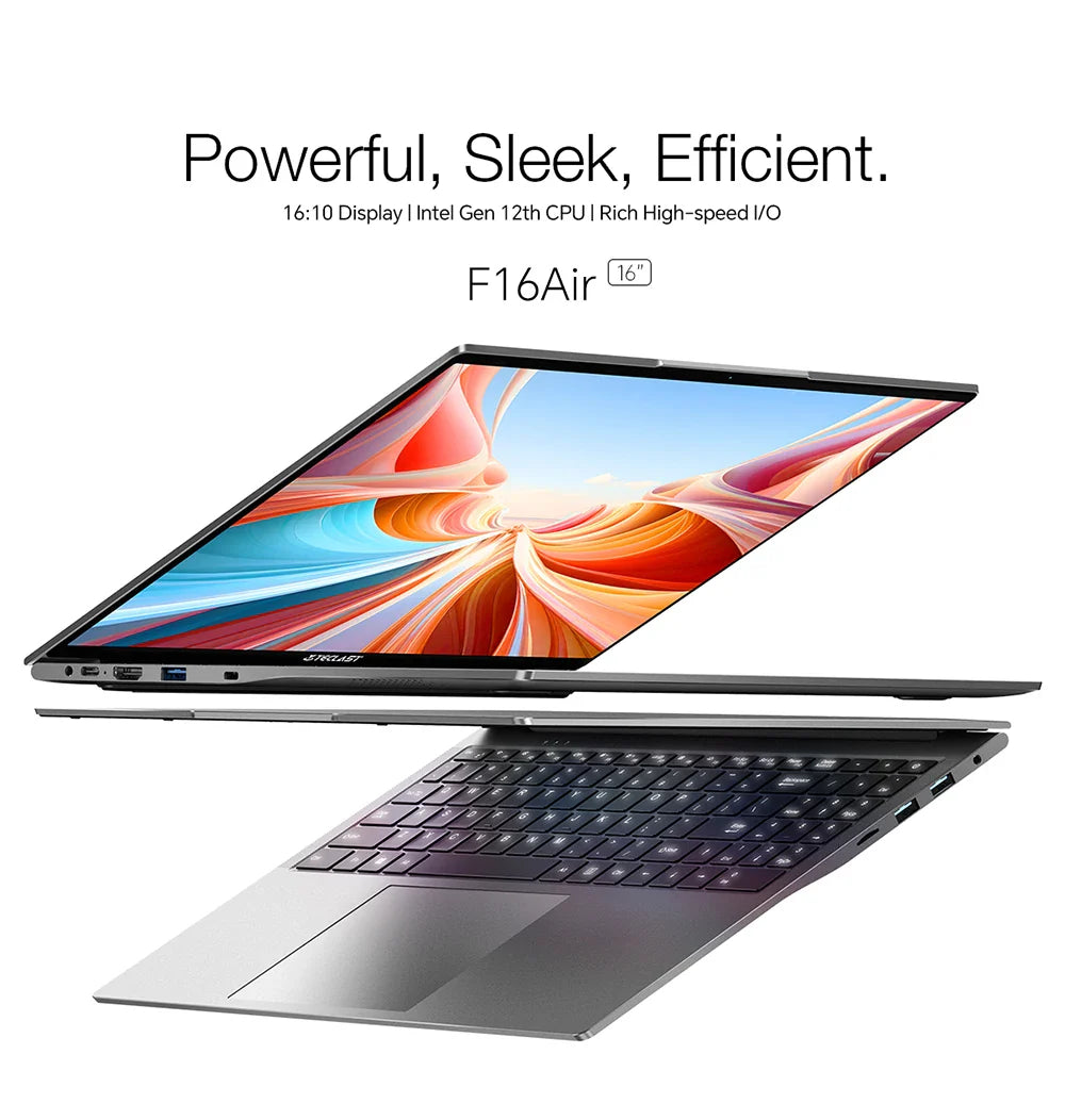 TECLAST F16 Air 16 inch laptop, Flip 180 degree, 16GB + 512GB, for Intel N95 CPU, Windows 11, mini HDMI, backlit keyboard