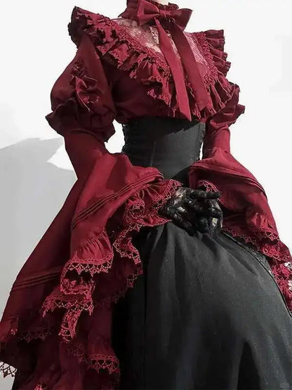 Robe de princesse Marie Antoinette Lolita gothique rose foncé victorienne baroque rococo française pour femmes du XVIIIe siècle, Costume de Noël