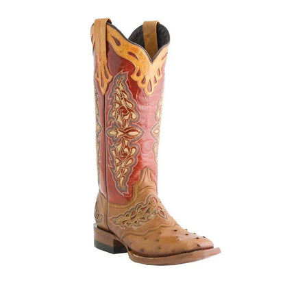 Autumn and Winter Women's Square Toe Thick Heel Colorful Patterned Knight Boots Embroidered Color-Blocked No Slip Women Boots