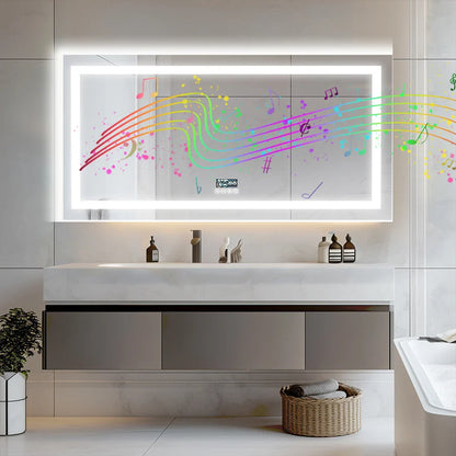 Fissuraminants pour miroir de maquillage LED, miroir de courtoisie avec lumières, miroir de maquillage à intensité variable, affichage numérique Bluetooth intelligent, mémoire de 3 couleurs