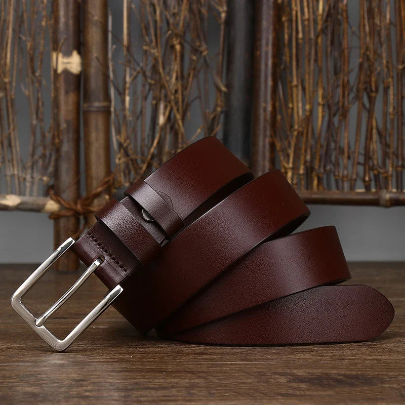 Ceinture à boucle ardillon en cuir véritable pur cuir de vachette de 3,3 cm pour hommes, jeans de haute qualité, ceinture de cowboy, créateur de mode masculine