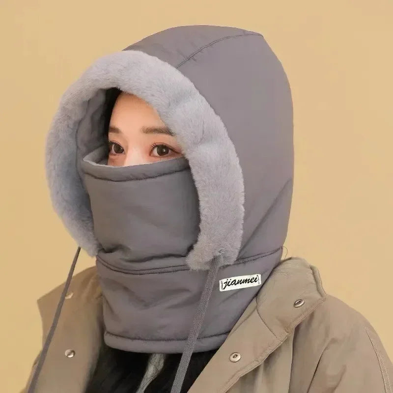Cagoule thermique pour temps froid, écharpe d'hiver, capuche coupe-vent, chapeau en peluche, chauffe-cou, masque facial de Ski pour les activités de plein air