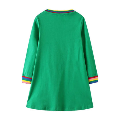 Jumping Meters Paint Brush Children's School Dresses With Pockets Pen Embroidery Long Sleeve Autumn Kids Preppy Style Dress