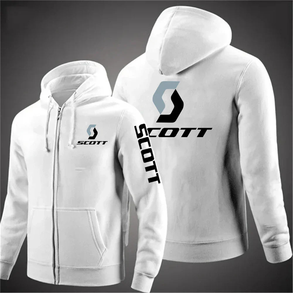 2025 Men's fashion casual SCOTT Hoodies hip hop sweatshirt Street hip hop hooded sweatshirt solid color zipper coat