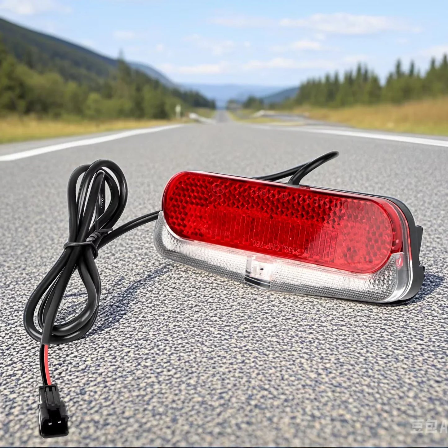 Feu arrière de vélo, feux d'avertissement de sécurité pour vélo électrique, feu arrière LED 12V - 60V avec réflecteur, point culminant de frein, connecteur SM étanche