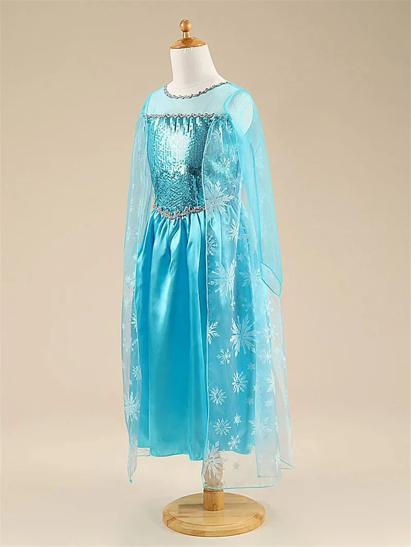 Elsa Costume for Girls 2024 Carnival Party Snow Queen Luxury Cosplay Costume Birthday Party Outfit Elsa Princess 3-10Y Kid Dress
