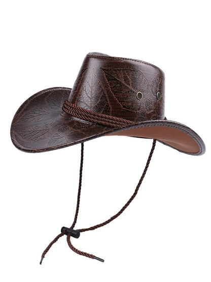 New Cowboy Knight Hat Women Men Leather Caps Western Sun Hats Gentleman Jazz Vintage Cap Large Grassland Summer Autumn Visors