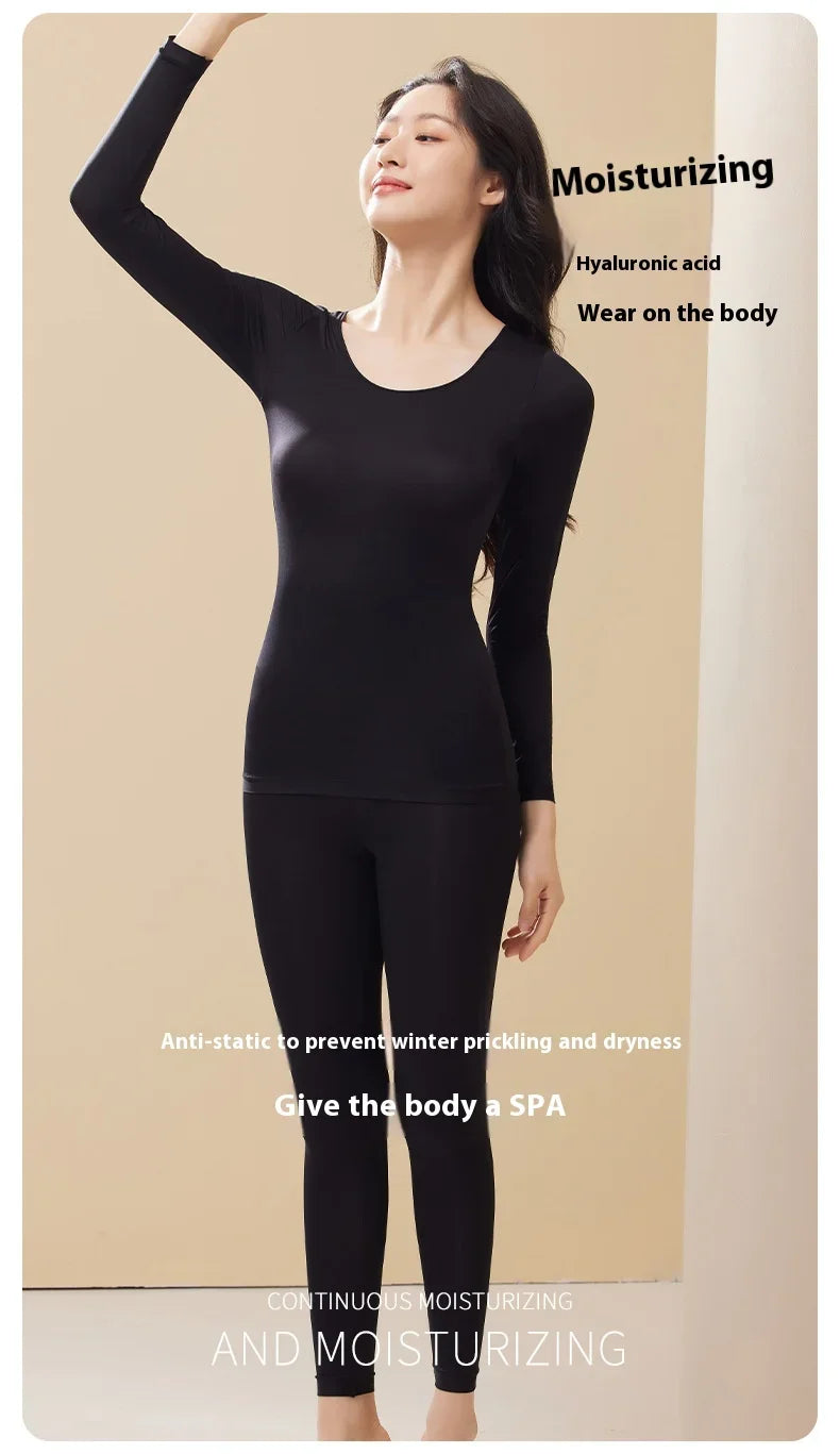 Seamless women's thermal underwear set women's first layer thermal top long johns 2-piece suit winter thermo clothing ladies slim