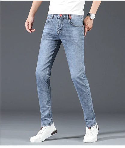Jean skinny homme polaire hiver chaud uni coréen tendance slim pantalon denim homme épaissi extensible coupe crayon vêtements homme