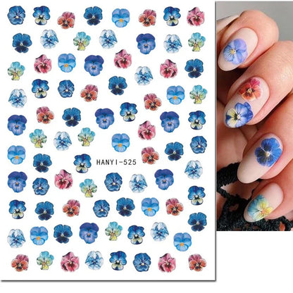3d Nail Art Stickers Winter Autumn Golden Leaves Red Roses Flowers Decals For Nails Decoration Manicure Salon Beauty