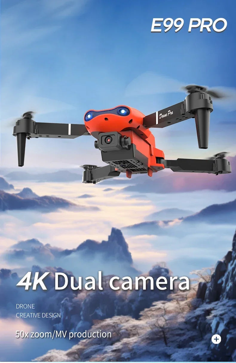 Drone RC E99Pro 4K avec caméra HD grand angle 2024 P, hélicoptère pliable, WIFI FPV, jouet cadeau recommandé, 1080