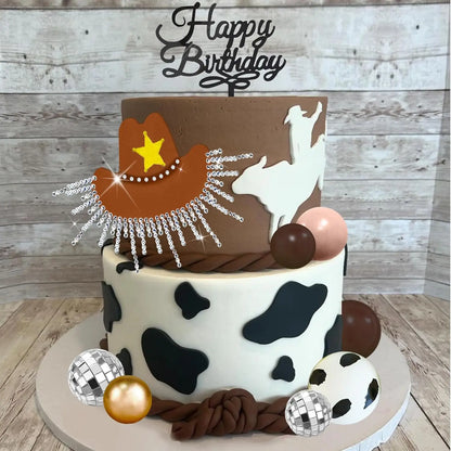 Hot Pink Cowgirl Cake Topper, Glitter Cowgirl Hat, Disco Balls for Western Theme Party, Birthday Party Supplies