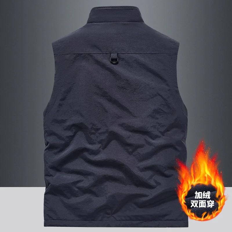Gilet Homme Automne Polaire Extérieur 4XL Utilité Tactique Multi-poches Techwear Randonnée Pêche Photographie Safari Cargo