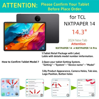 Flip Cover for TCL NXTPAPER 14 Tablet Case 14.3 Inches Fold Stand Folio Pu Leather Cases with Handheld for NxtPaper 14.3" 2024
