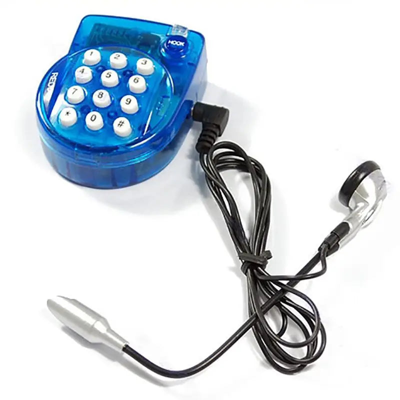 Mini téléphone fixe filaire Portable, avec casque, cadran à bouton, réposition rapide, petit téléphone pour conférence de bureau, bleu