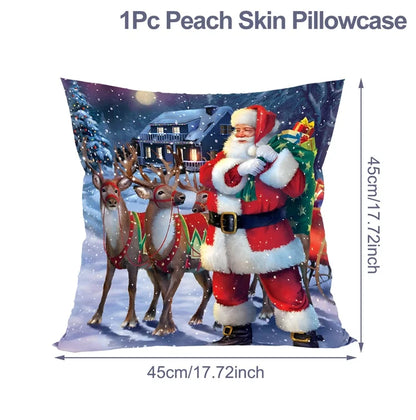 Housse de coussin de noël, père noël, décor de joyeux noël pour la maison, ornements de noël 2025, cadeaux de noël, nouvel an 2026