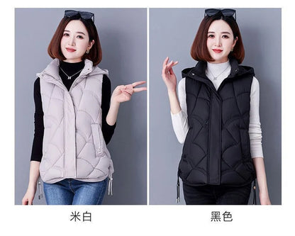 Doudoune Sans Manches en Coton Femme Automne Et Hiver 2025 Nouvelle Mode Vêtement d'Extérieur Doux Mince Gilet Manteau Femme Contraste de Couleurs