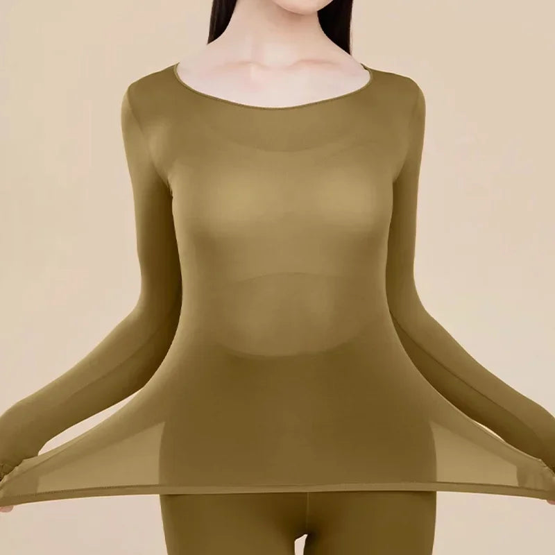 Seamless women's thermal underwear set women's first layer thermal top long johns 2-piece suit winter thermo clothing ladies slim