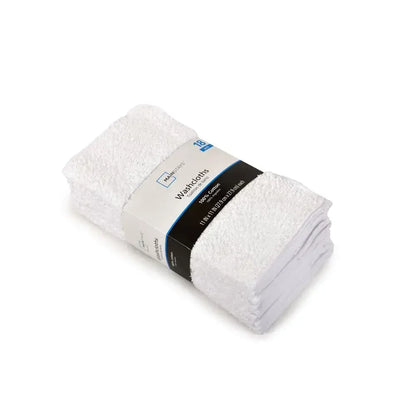 18-Pack Cotton Washcloth Bundle White Quick Dry Absorbent Gentle Face Body Towel Set Gym Travel Guest Bathroom Use Great Value