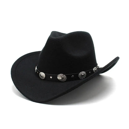 Chapeau de cowboy vintage noir, accessoires de cowgirl, chapeau de cowgirl jazz à large bord, casquette pare-soleil, chapeau de fête pour les vacances ou le cosplay