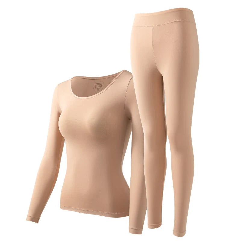 Chemises de soins de la peau à l'acide hyaluronique, appairage thermique d'hiver, sous-vêtements Ultra-fins à manches longues à haute élasticité, ensembles de couches de Base pour femmes