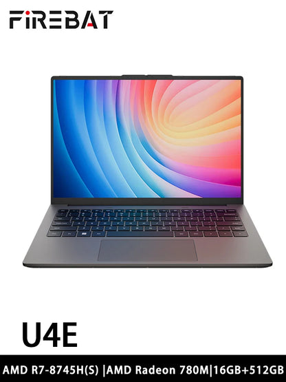 FIREBAT U4E 14 Inch Ryzen7 8745HS/7640HS  Radeon 780/760M DDR5 144Hz 2.5K Wifi6 BT5.1 16GB 512GB Gaming Gamer Bussiness Laptop
